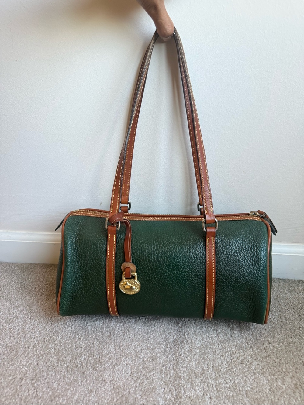 Dooney & Bourke All Weather Barrel Bag - Forest Green 🦆 Rare, Vintage 90s, GUC